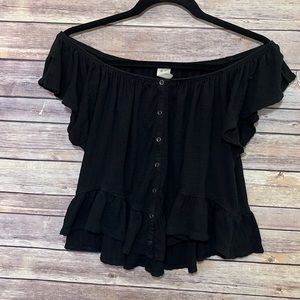 We The Free Black Off The Shoulder Top Size Small B2